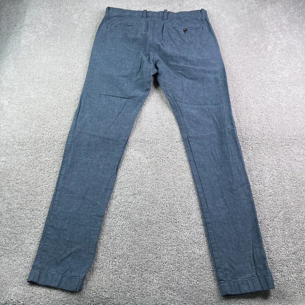 J Crew Pants Mens 32x34 Blue 484 Slim Fit Baird McNutt Irish Linen Cotton Chino